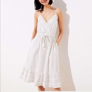 Loft Shimmer Shine Stripe Strappy Pocket Dress